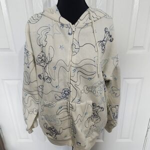 FREEZE Clothing Size XXL Cream/Blue Zip Hoodie Stitch